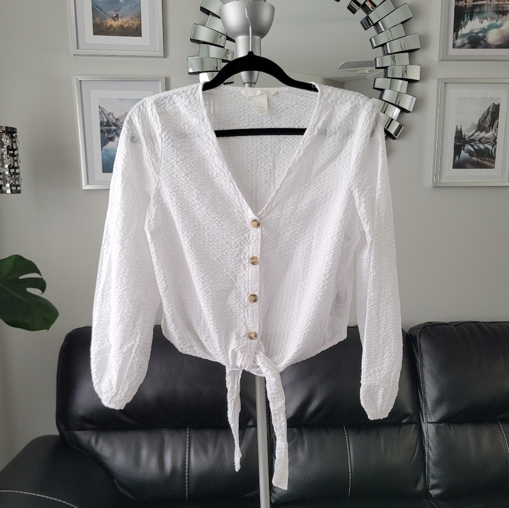 H&M White Long Sleeves Blouse